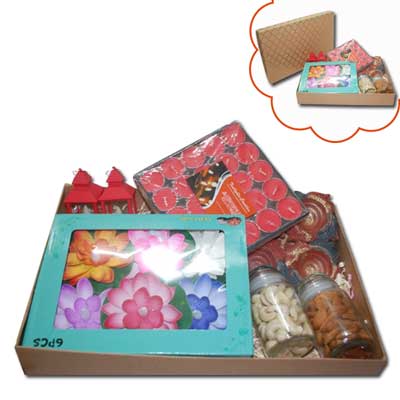 "Designer Gift Box with candles and dryfruits - Click here to View more details about this Product